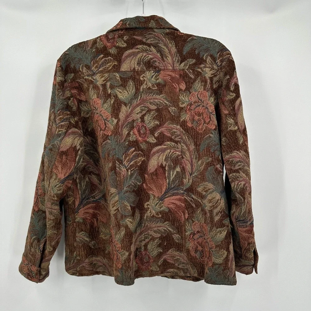 Chicos Womens Cottagecore Tapestry Jacket Sz 1 US M Floral Artsy Eclectic Indie